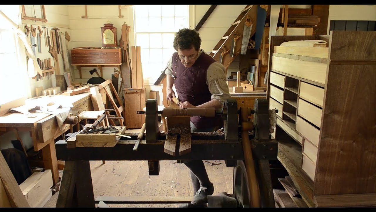 Wood Turning on a Treadle Lathe at Colonial Williamsburg