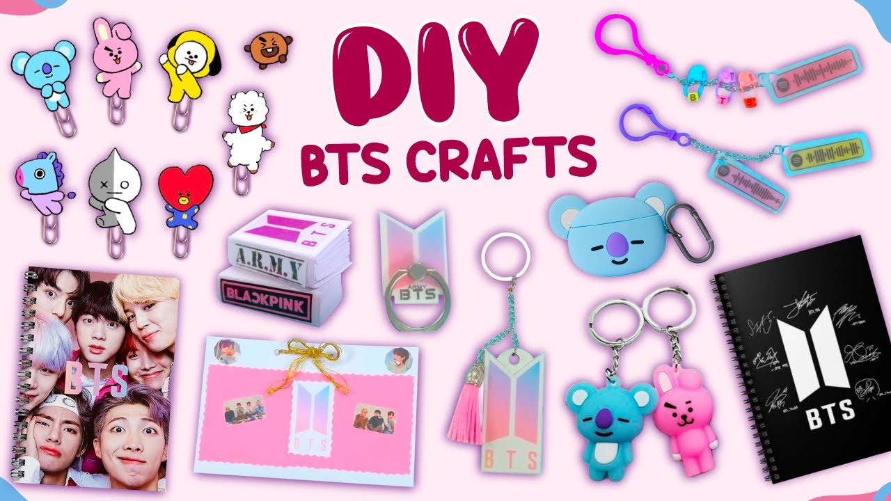 DIY BTS CRAFTS - CUTE BT21 CRAFTS - BTS SUPPLIES REVIEW - BTS Army Craft Ideas