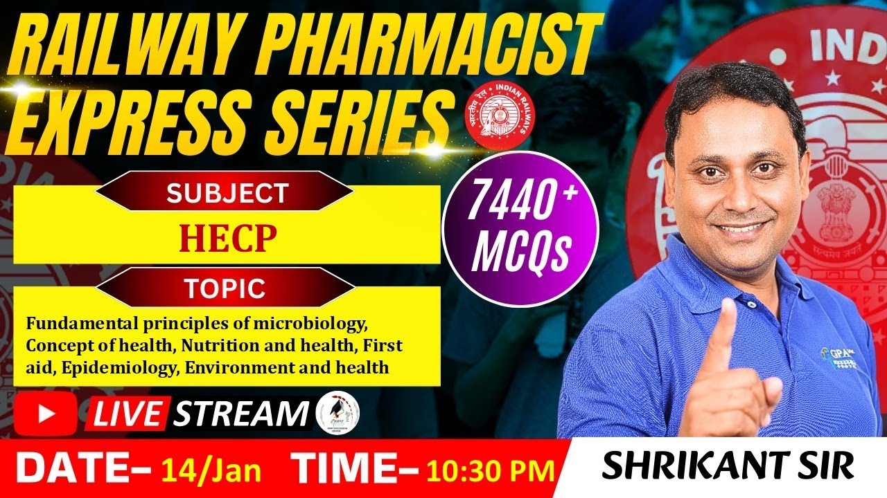 RAILWAY PHARMACIST EXPRESS SERIES 7440+ MCQs |CLASS- 17 | HECP-Fundamental, Nutrition, first aid etc