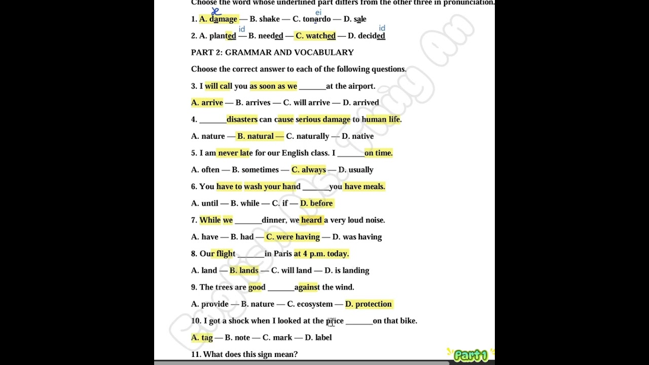 Sửa đề ôn tập ôn thi giữa học kì II cho học sinh lớp 8 - Đề 1 - Phần 1 🧡