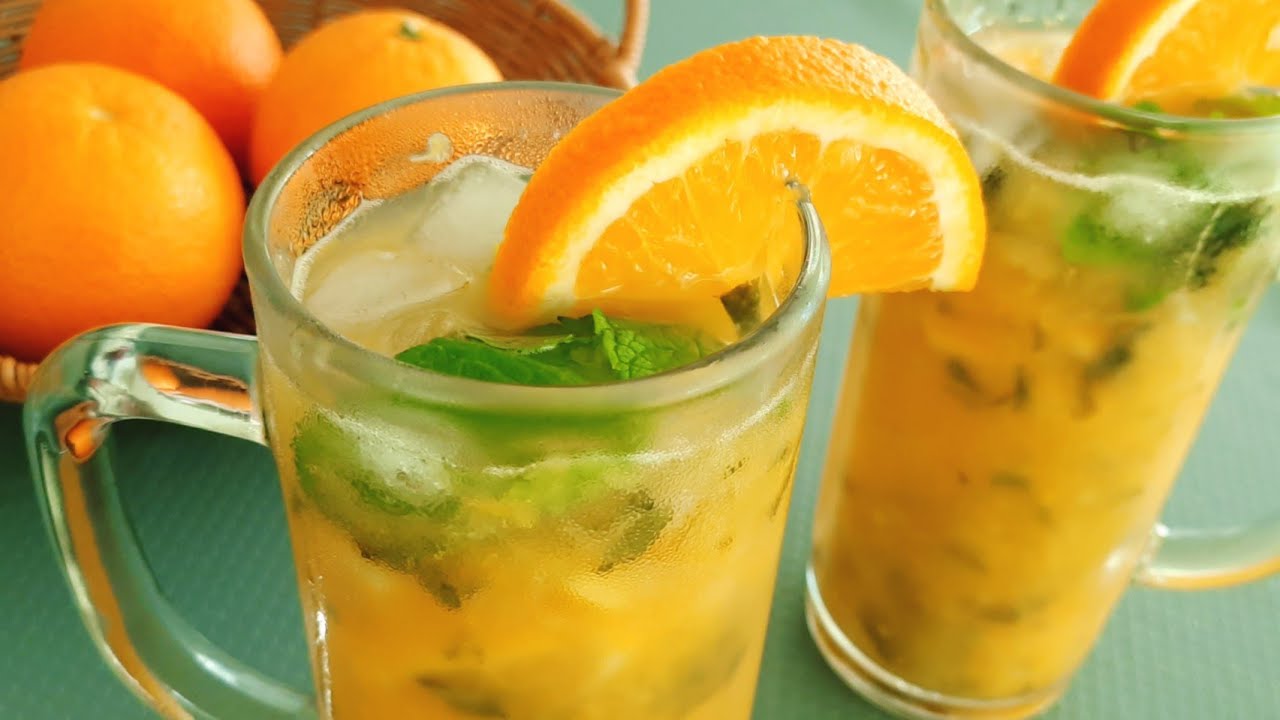 FRESH SQUEEZED ORANGE JUICE with Mint and Lemon