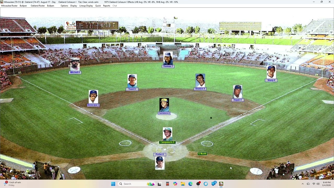 Action PC Baseball 8-17-75 Milwaukee at Oakland