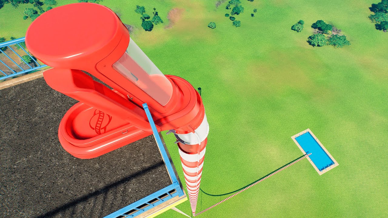 1000 FT 90° Drop Down Water Slides – Planet Coaster 2