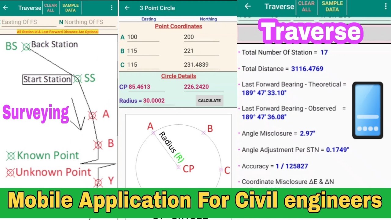 Mobile application surveyor field calculator | Traversing Calculation |