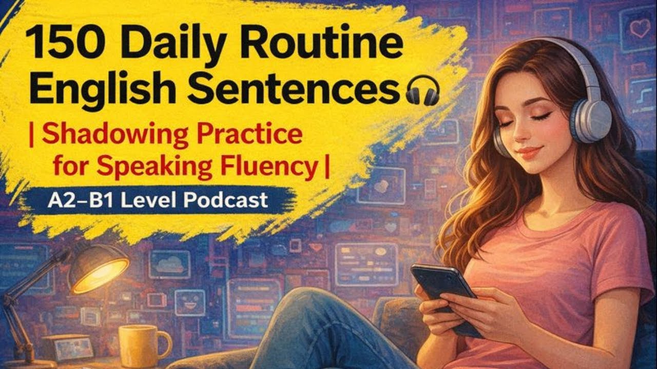 150 Daily Routine English Sentences  | Shadowing Practice for Speaking Fluency | A2–B1 Level Podcast