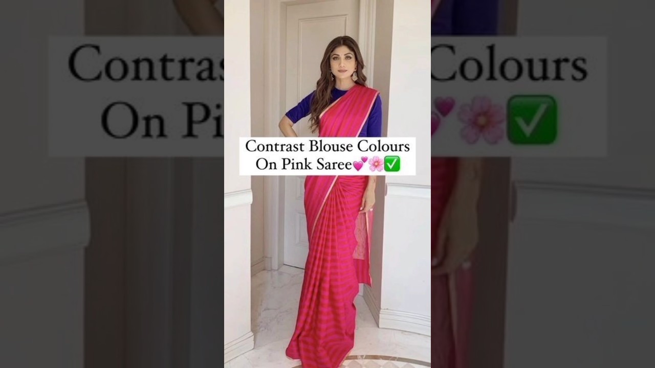 #shorts &hearts;️&hearts;️Rani Pink Saree With Contrast Blouse &hearts;️&hearts;️#shorts #viral #shivanjana #fashion #trending