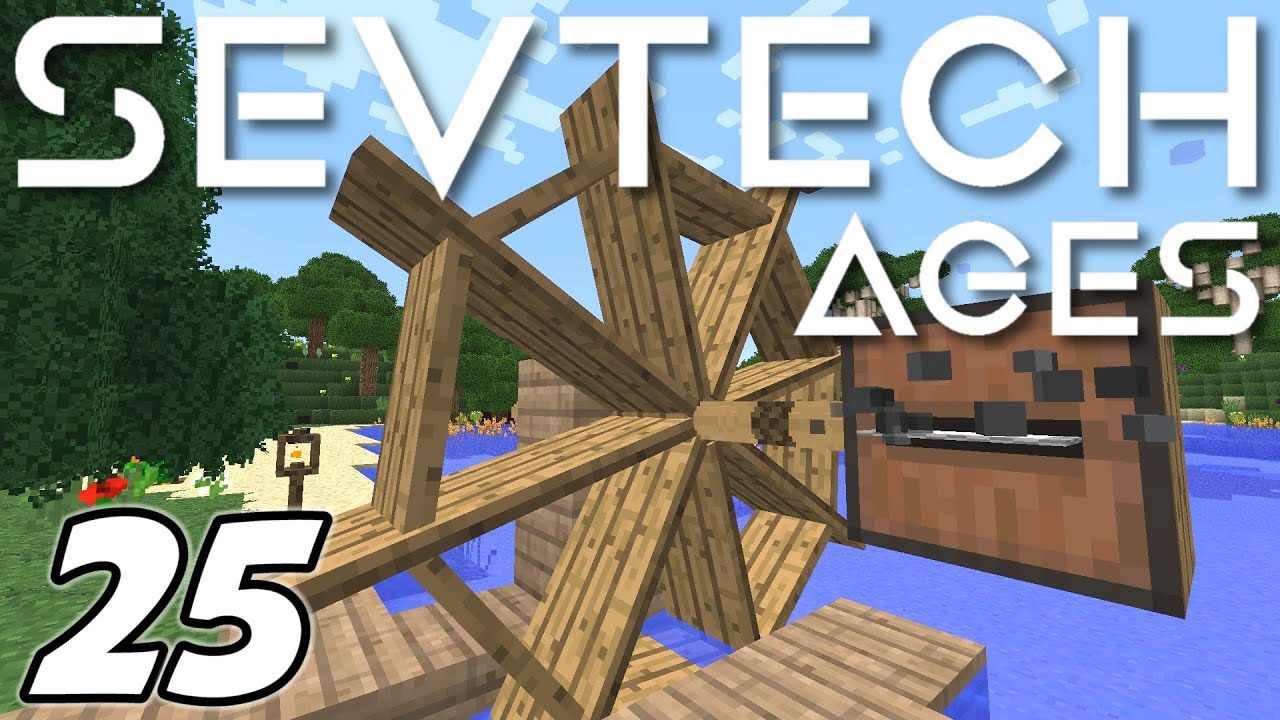 Minecraft — ВОДЯНОЕ КОЛЕСО, ПИЛА И МЕХАНИЧЕСКАЯ СИЛА | Minecraft Sevtech: Ages Ep 25