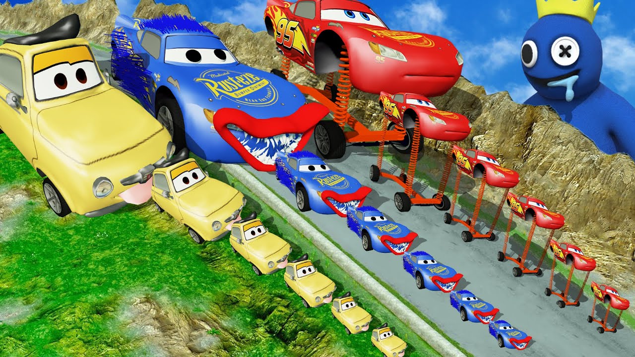 ALL MONSTERS Big & Small Cars vs Downhill Madness with CAR EATER & BUS EATER – BeamNG.Drive