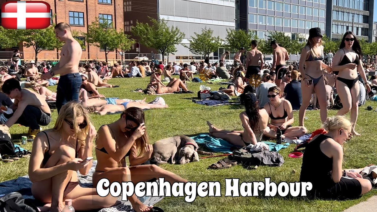 🇩🇰4K Walking Tour, Harbour Beach Copenhagen Denmark, City Harbour Beach, June 2022 Nyhavn 