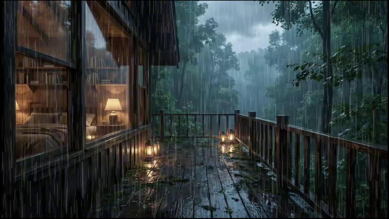 Relaxing Rain Ambience at a Forest Cabin 🌧 Soft Rain Sounds for Deep Sleep