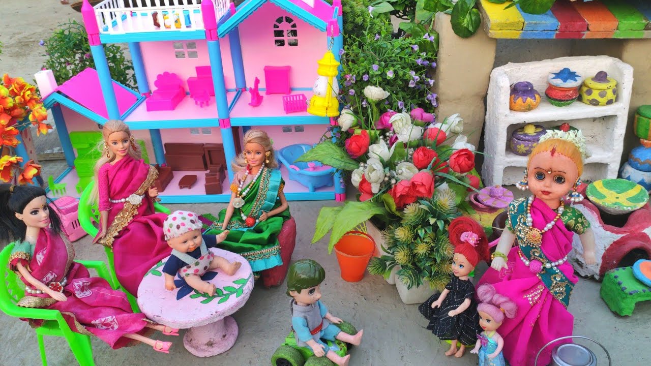 Barbie Doll All Day Routine In Indian Village/Radha Ki Kahani Part -249/Barbie Doll Bedtime Story||