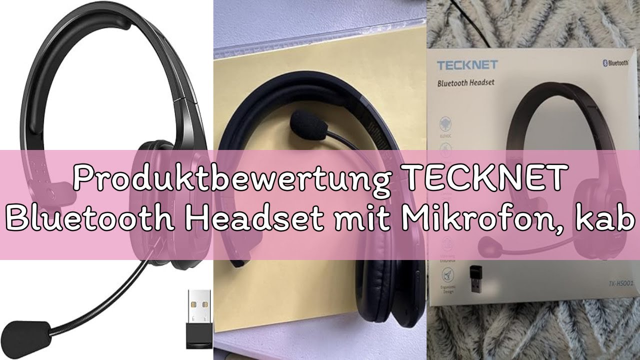 Produktbewertung TECKNET Bluetooth Headset mit Mikrofon, kabelloses PC Headset Rauschunterdrückung u