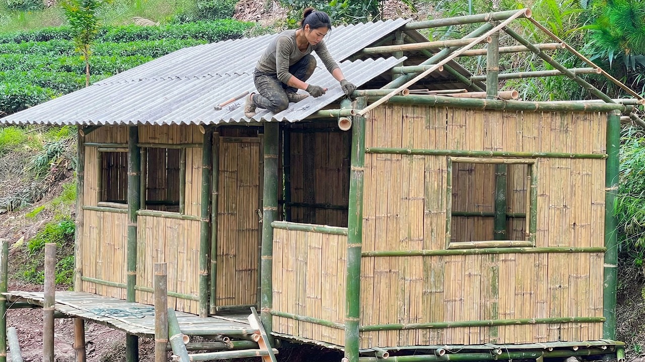 Build Bamboo Stilt House Alone in the Deep Jungle | Completing My Bamboo Home