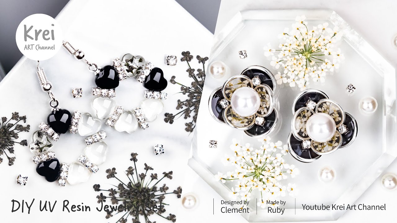 【UVレジン】DIYエレガントモノクロアクセサリー作りの旅! UV Resin-Fantastic Journey in DIY Elegant Monochrome Jewelry Making!