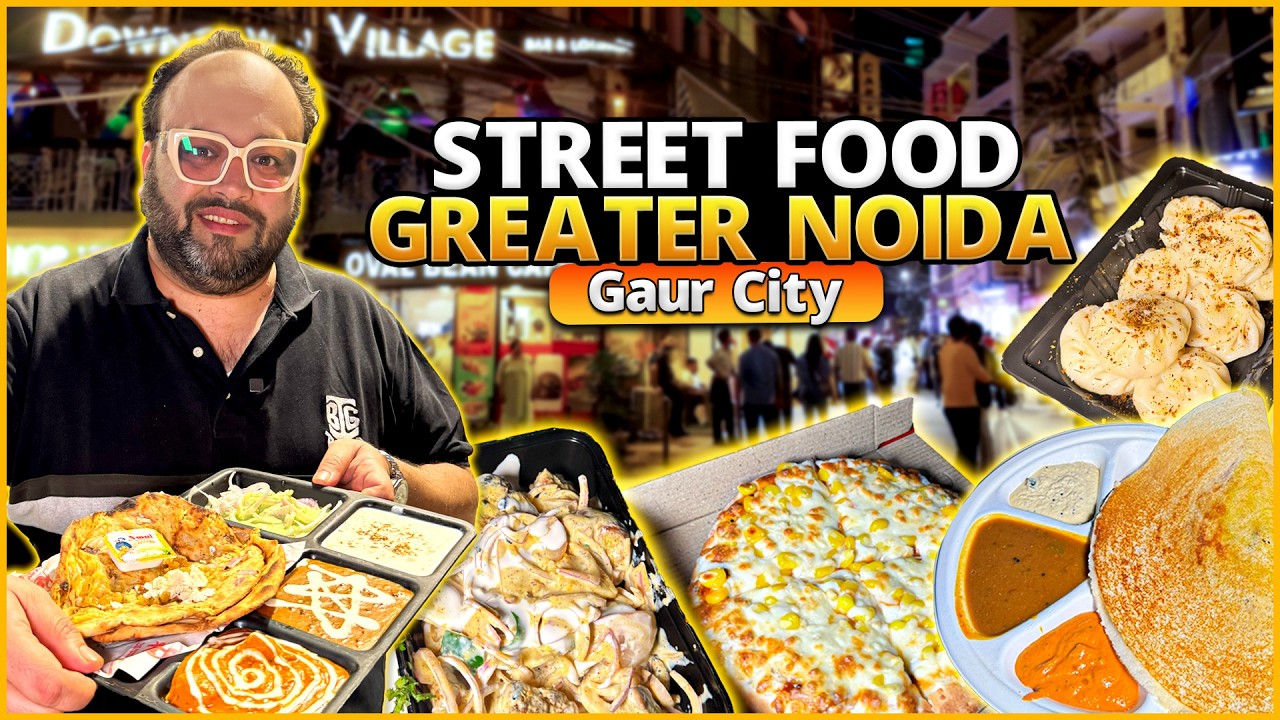 Street Food At Gaur City | Rama Dosa, Corn Cheese Pizza, Paneer Momos, Malai Chaap, Chur Chur Naan