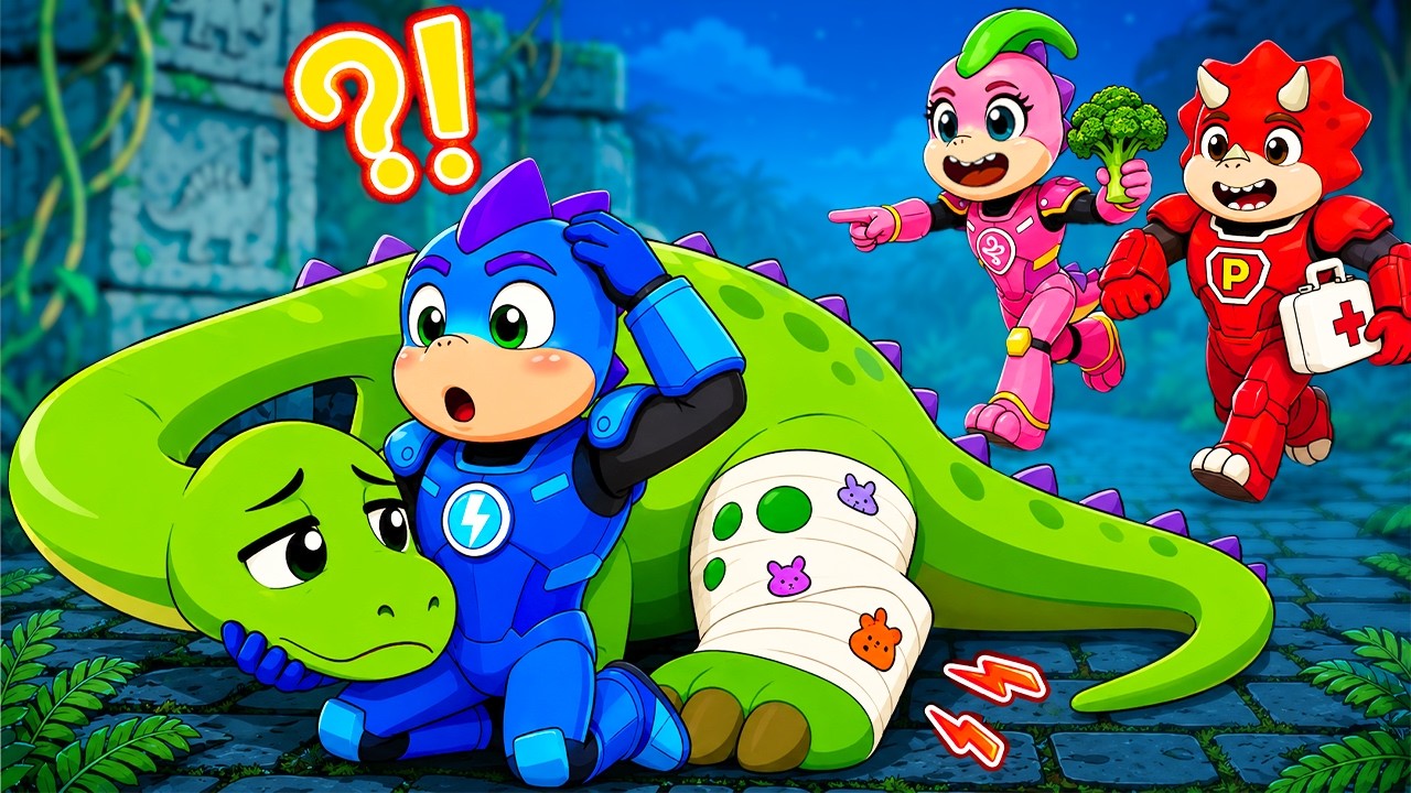 Long-necked Dinosaur Needs Help! Can BOLT & PYRO Rescue Him? | Dino Action Animation | DinoCrew