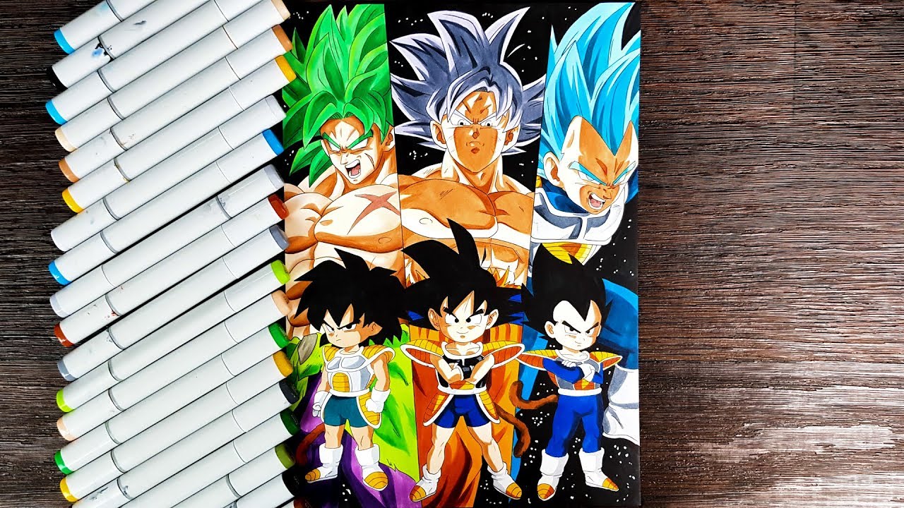 Рисуем Гоку, Вегету и Броли — Dragon Ball Super: Broly Special