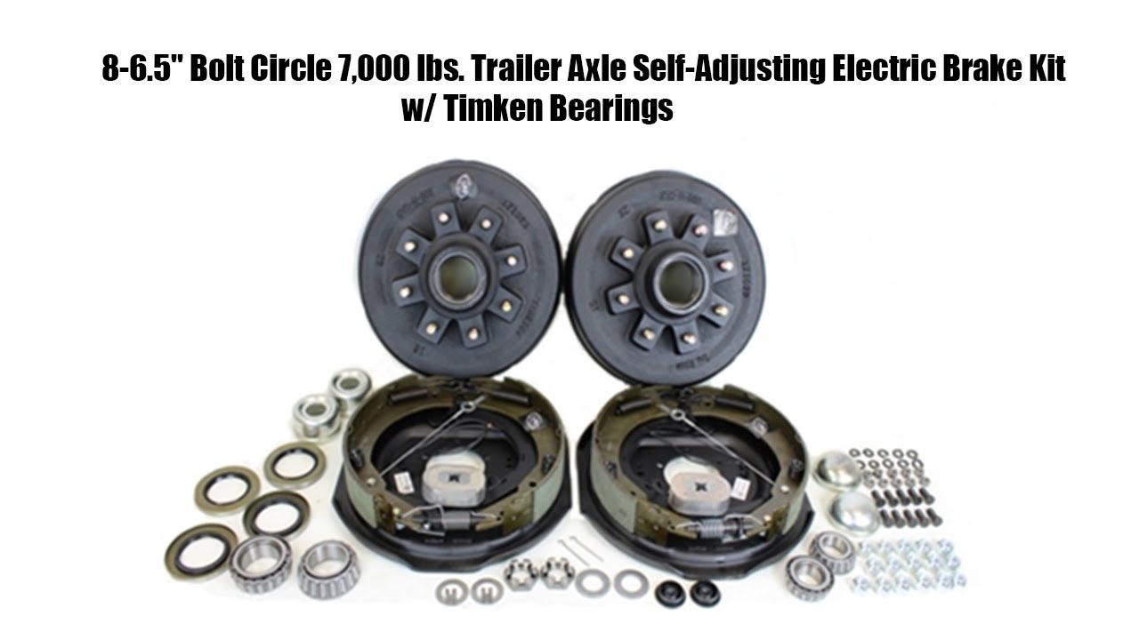 8-6.5" Bolt Circle 7,000 lbs. Trailer Axle Self-Adjusting Electric Brake Kit W/Timken Bearings
