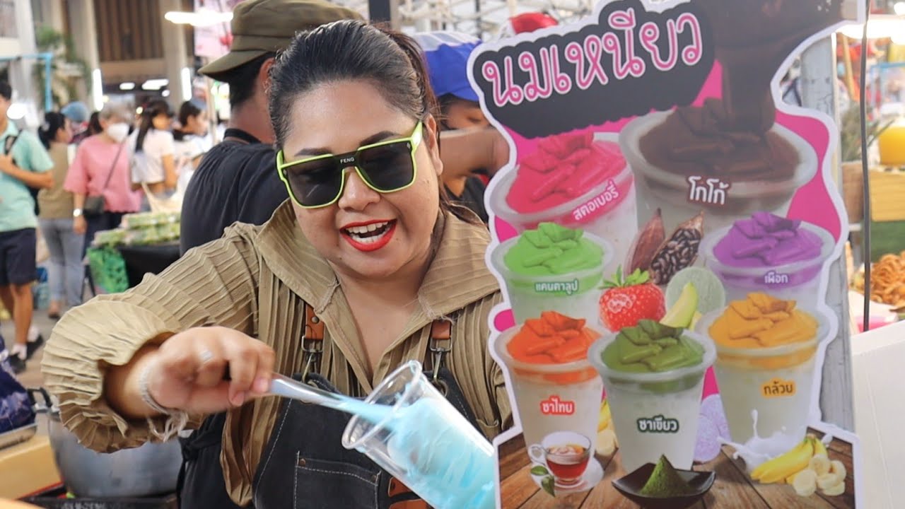 🔴นมเหนียวอร่อยๆ ตลาดเซฟวันgo เครื่องดื่มขายดีลูกค้ารุม คนเดียวขายไม่ทัน