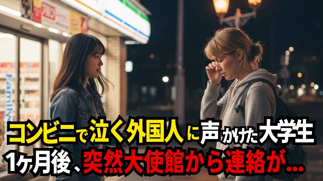 【感動実話】「深夜のコンビニで泣いている外国人を助けた貧乏大学生。1ヶ月後、イギリス大使館から驚きの連絡が...」