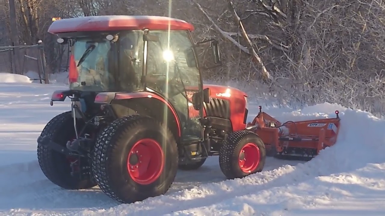 Kubota L2 Compact Tractor Snow Plowing