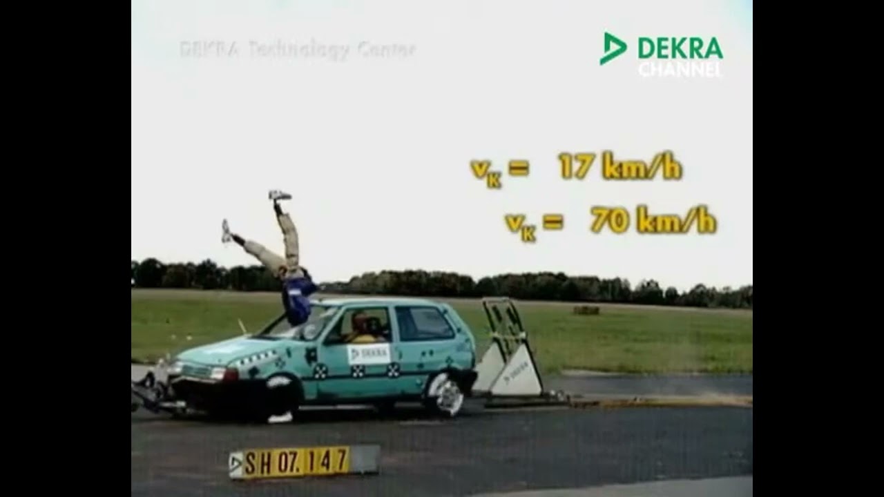 Fiat Uno into Bicycle Crashtest Dekra