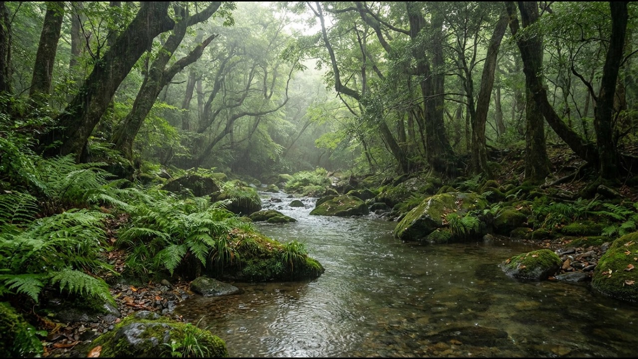 Peaceful Forest River Sounds 🌿 Relaxing Rain & Flowing Water for Sleep, Study & Meditation 4K