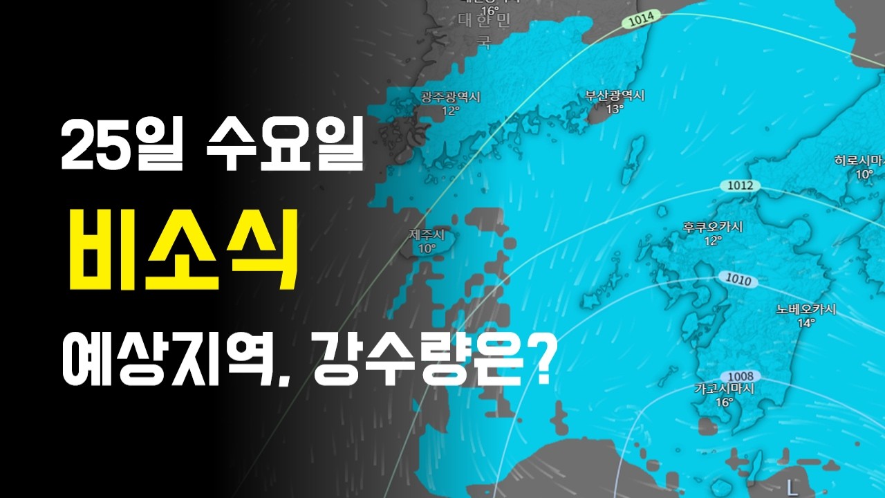 25일 수요일에 비가 내릴 것으로 예측됩니다.