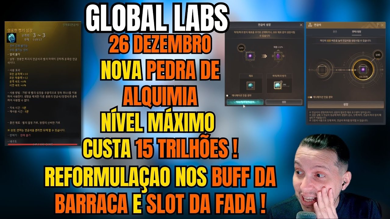 GLOBAL LABS 26 DEZEMBRO- NOVA PEDRA ALQUIMIA CUSTANDO 15 TRILHÕES E MELHORIAS NOS ITENS DA BARRACA!