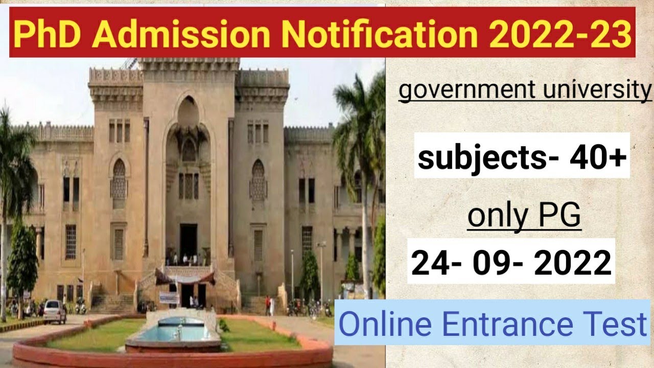 latest news for phd Admission Notification 2022-23/government university/OUH #phdadmission2022 #phd