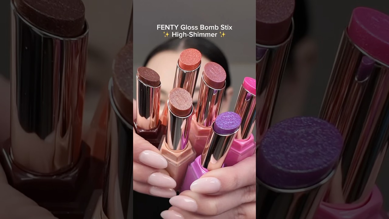 ALL of the new High-Shimmer Fenty Gloss Bomb Stix! 🪩 ✨#fentybeauty #lipswatches #ultabeauty