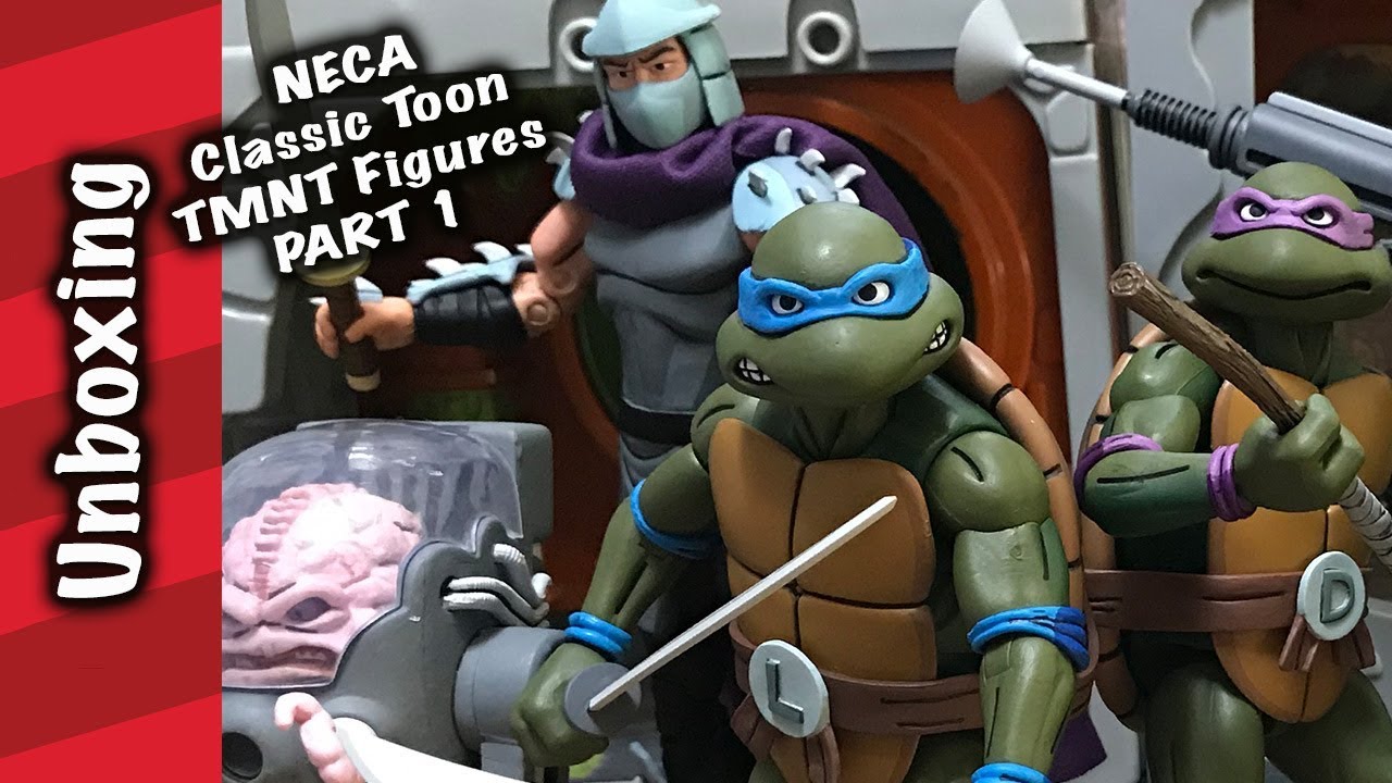 TMNT 1987 NECA Figure Unboxing Part 1- Leo, Donny, Shredder, Krang