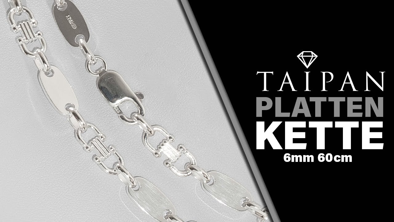 Taipan Plattenkette 6mm breit 60cm lang aus 925 Sterling Silbe