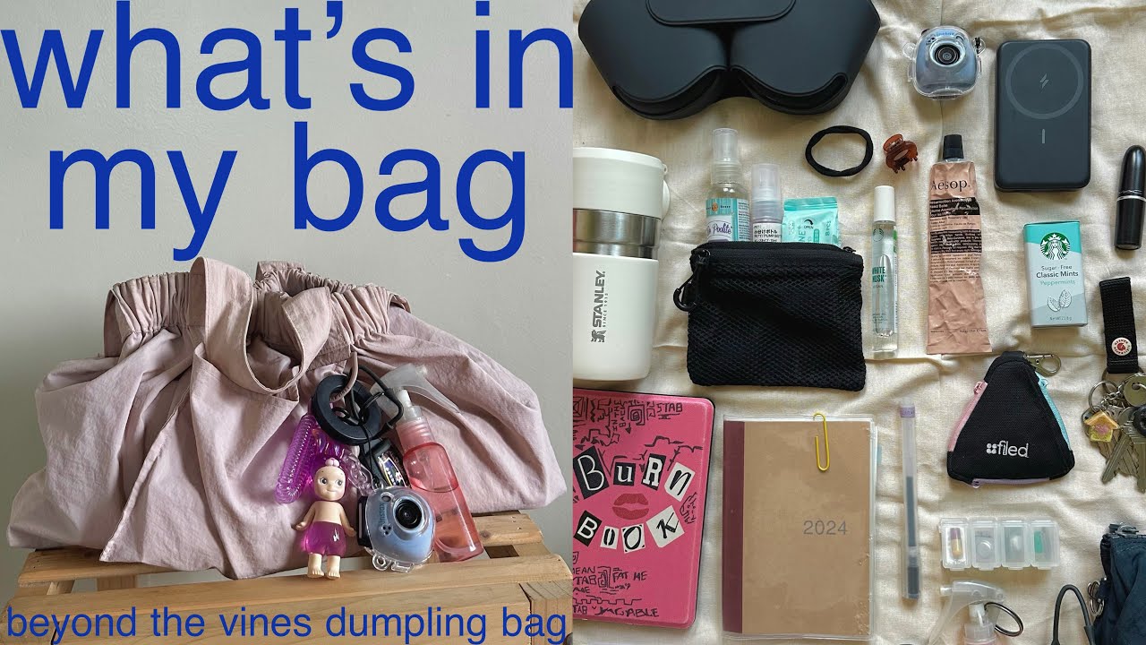 what’s in my bag 🧃 beyond the vines dumpling bag