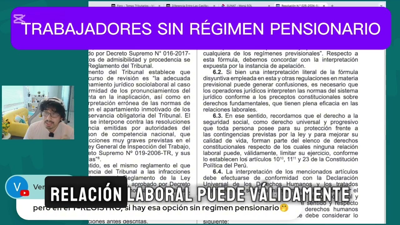 Trabajador Planilla SIN R&eacute;gimen Pensionario