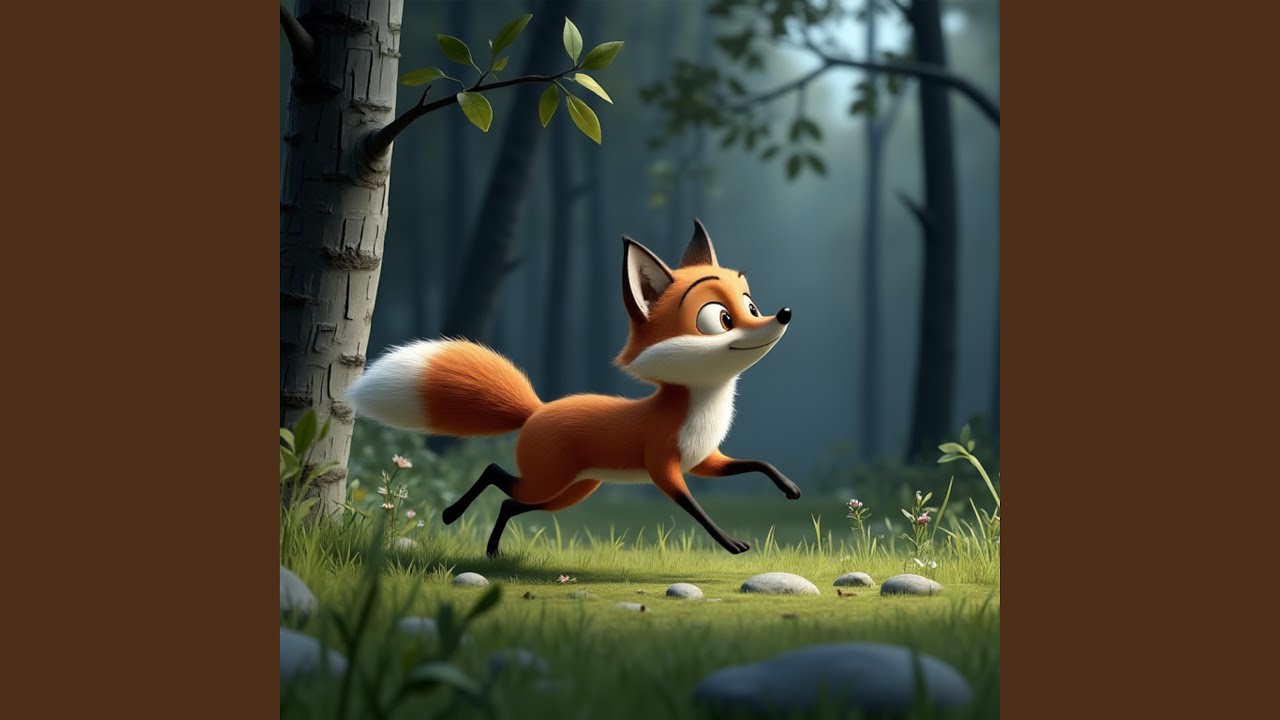 Pikku kettu metsässä juoksee