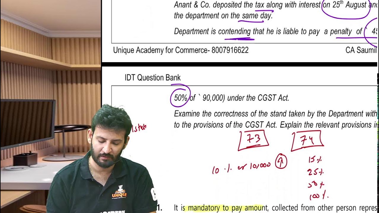 IDT - Ch 9&10 - Demand Recovery UTGST IGST -Tax Question Solving June 25 & Dec 25 CA Saumil Manglani