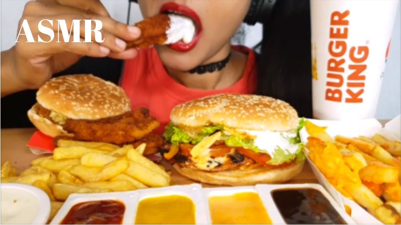 BURGER KING ASMR (CHICKEN WHOPPER,FRIES,CHEESY FRIES) NO TALKING *EATING SOUNDS*
