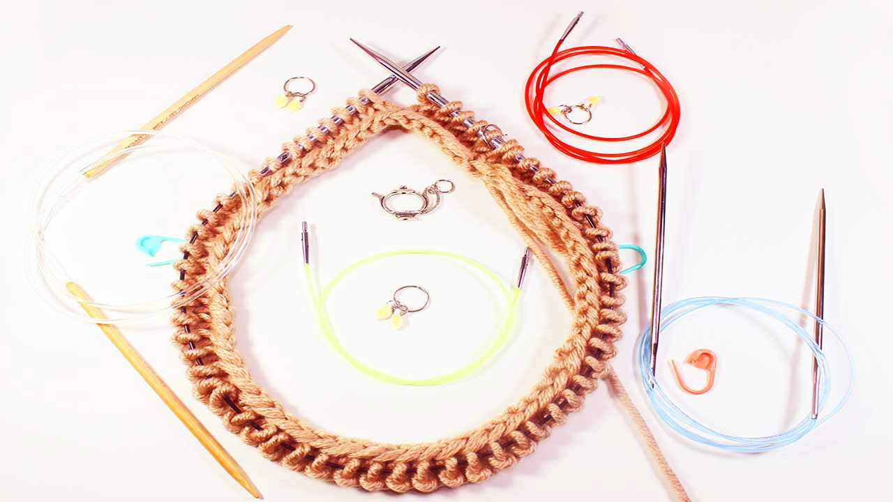 اساسيات تعليم التريكو للمبتدئين : الابر الدائرية __circular knitting needles