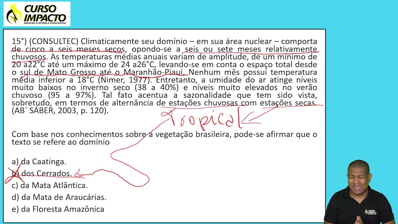 Questões GEOGRAFIA: Vegetação. SITE: impacto.estrelaconcursos.com