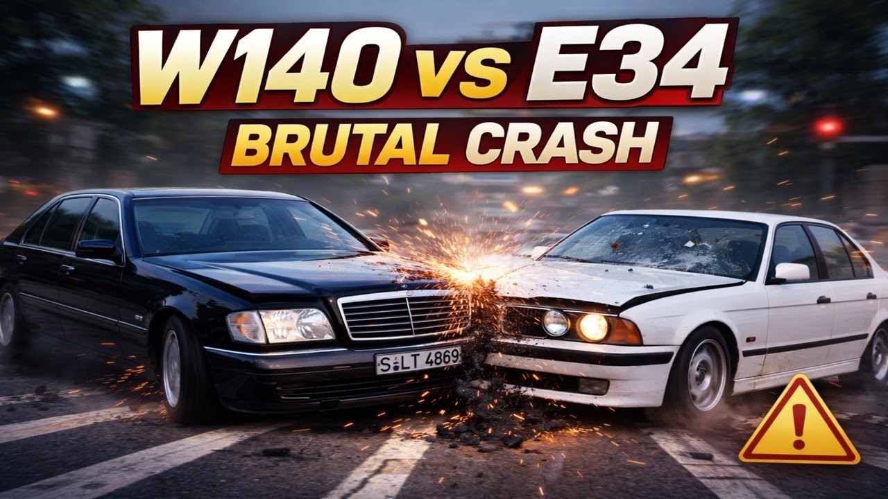 BeamNG Drive Mercedes W140 vs BMW E34 — This Crash Was Brutal
