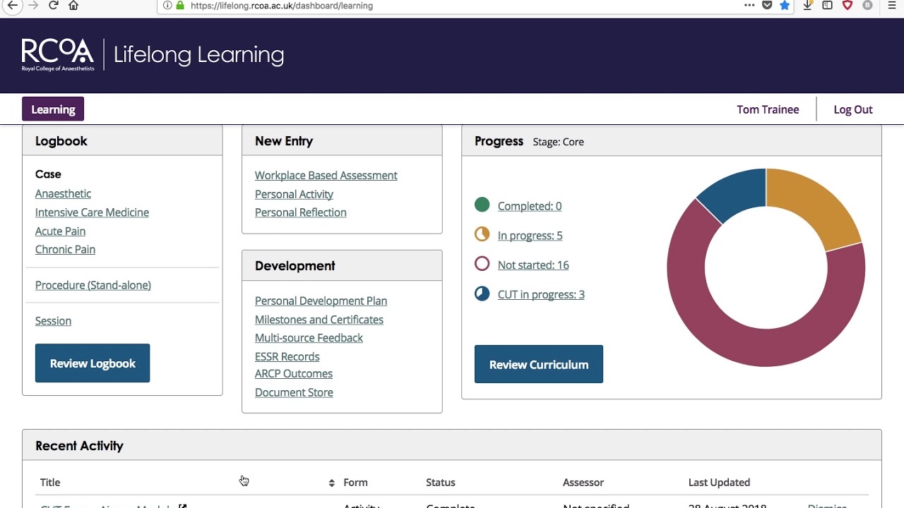 RCoA Lifelong Learning: Uploading existing CUT forms to the platform