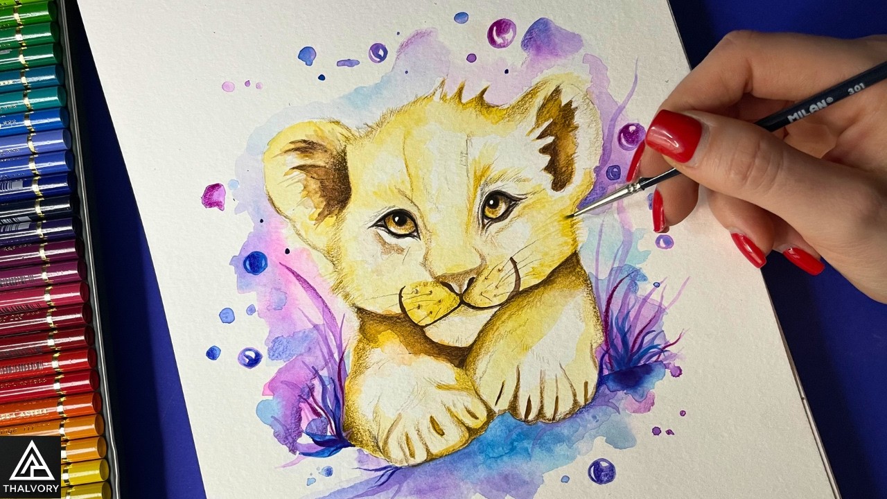 Extreme Mixed Media Painting 🐯 Bringing a Tiger Cub to Life | Watercolor & Pencils | Tutorial