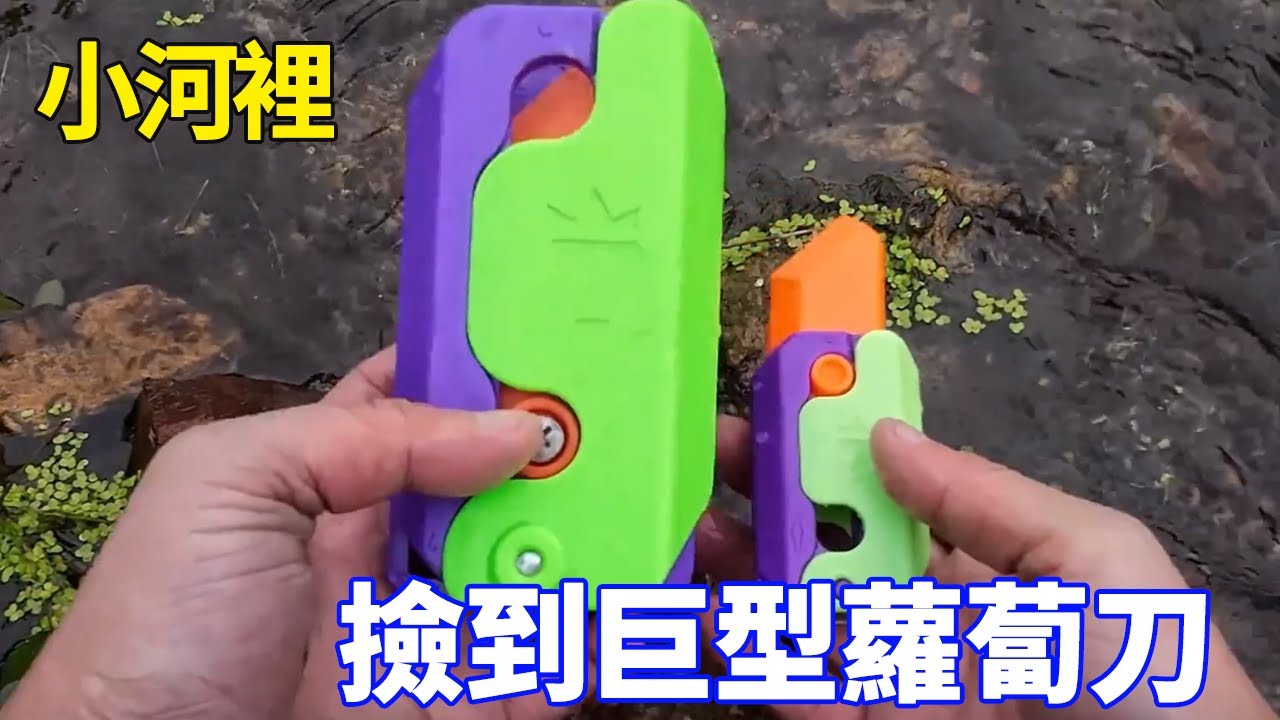 小河裡發現瓦片一樣的東西，竟然是蘿蔔刀，一大一小也太酷啦！ 【野王大坤戶外】