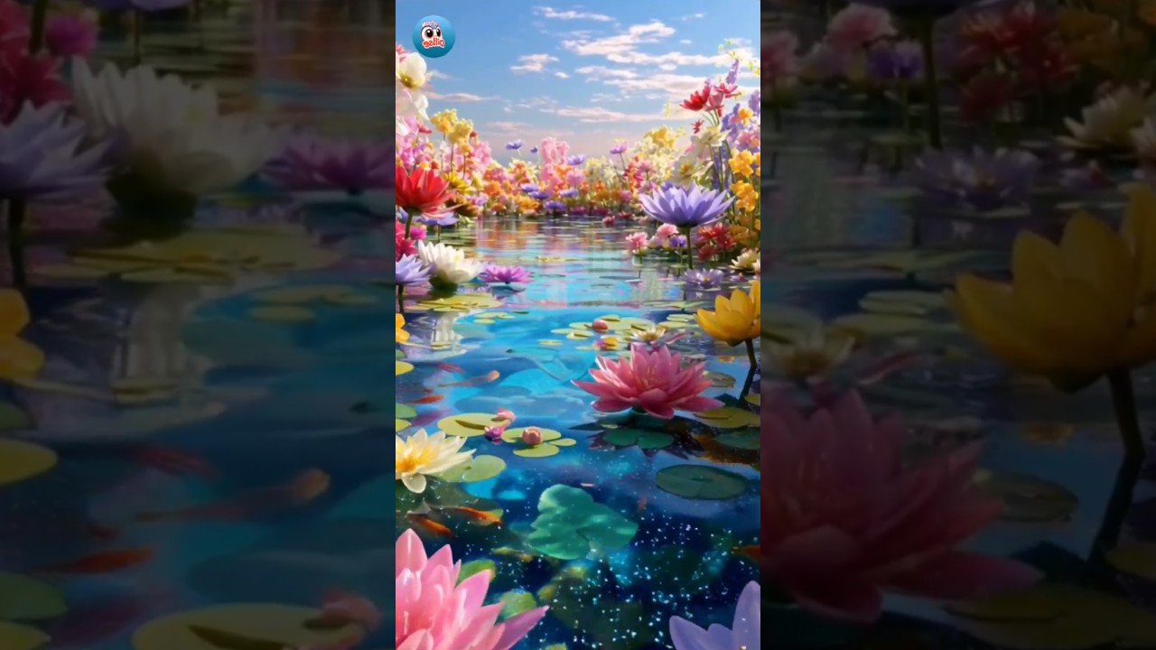 Beautiful Rainy Pond Scene with Lotus & Flowers 🌸 | 