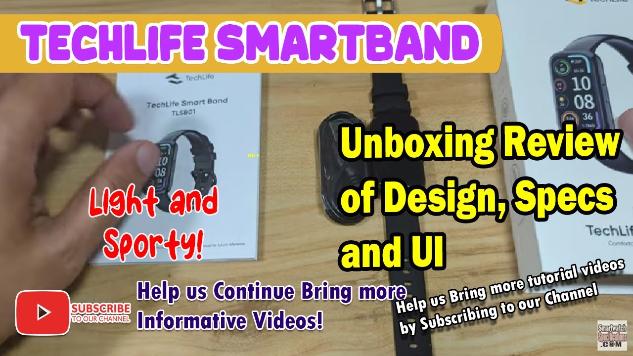 Techlife Smartband TLSB01 Model Unboxing Review of Design Specs and UI 