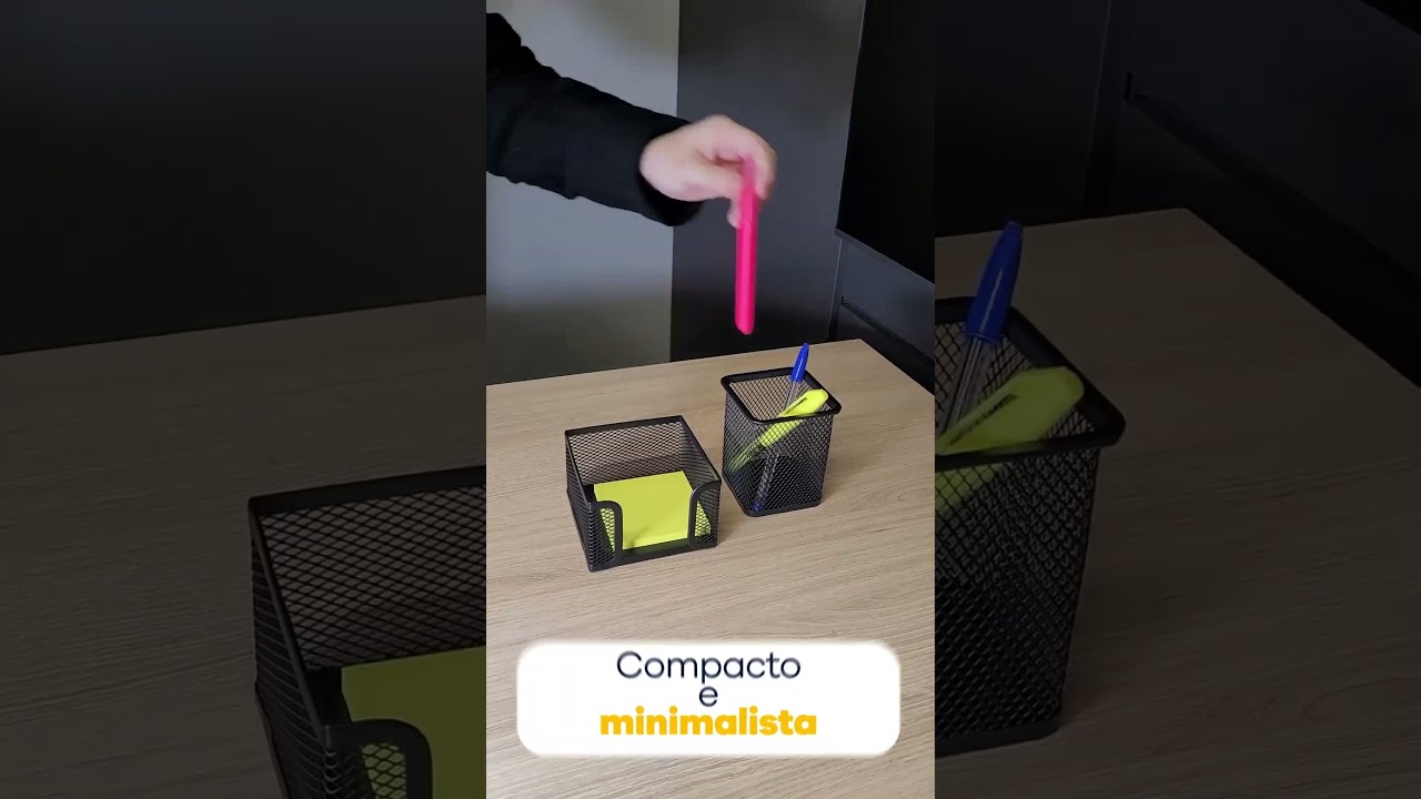 Porta Canetas e Objetos Quadrado em Metal Aramado.
