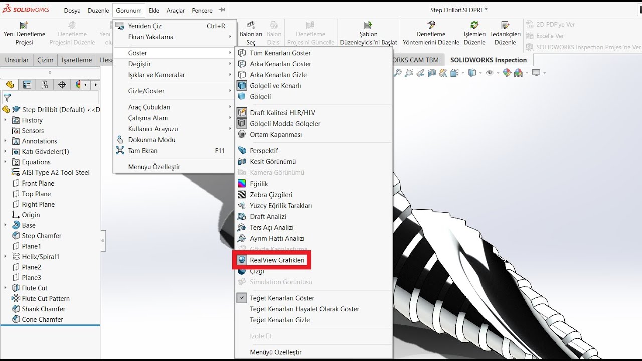 Gerçekçi Görünüm Aktif Etme Solidworks ‐ RealView Graphics