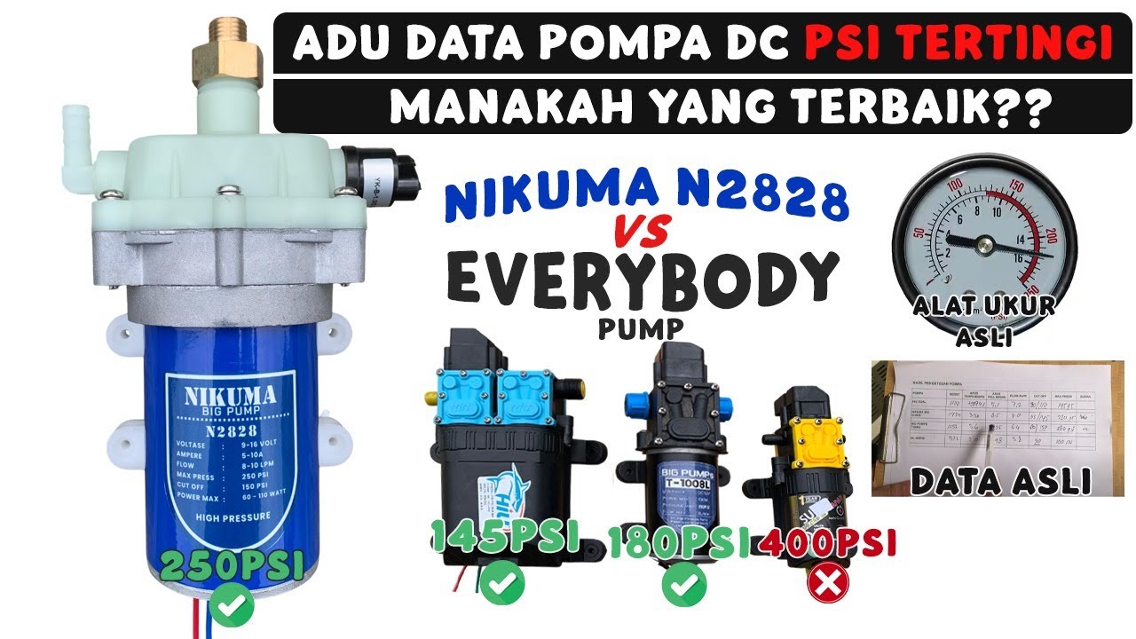 TEST ADU KUAT Pompa NIKUMA BIG N 2828 VS T-1008L VS HIU Dual  VS POMPA SU** 400 PSI  Real Tertinggi