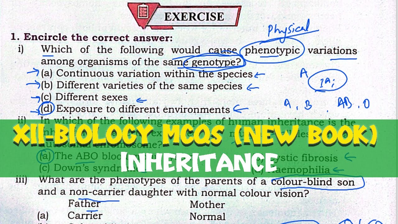 XII Biology || INHERITANCE MCQs discussion from Biology new book of STB